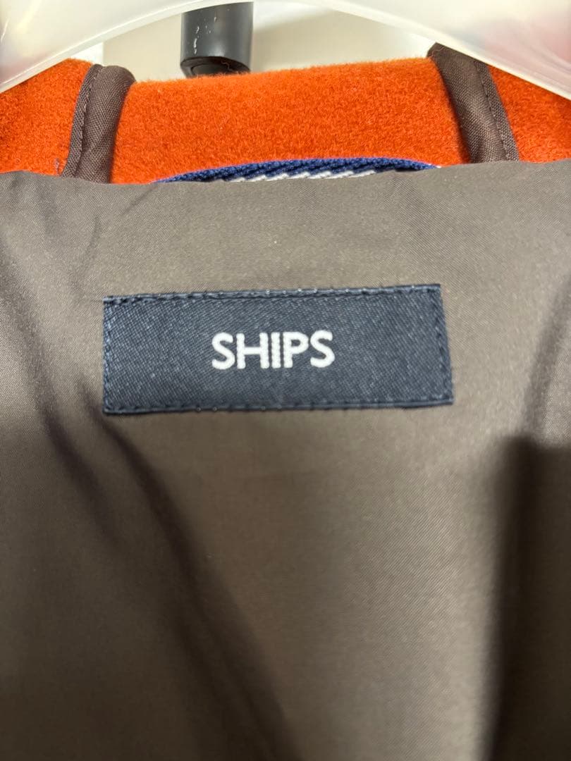 SHIPS オレンジ ダッフルコート フード付き