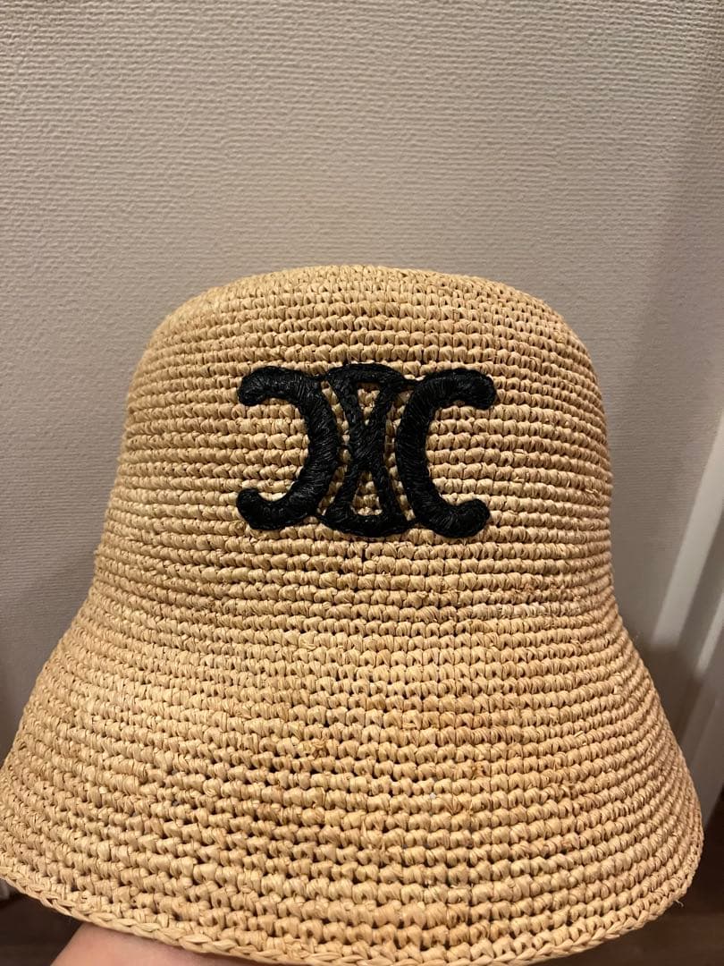 eytr914 　celine 新品トリオンフ ラフィアハットM