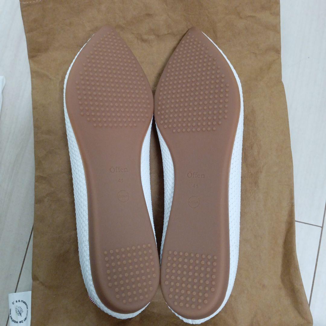値下げ　新品未使用オッフェン　ニットフラットシューズ　ホワイト　41