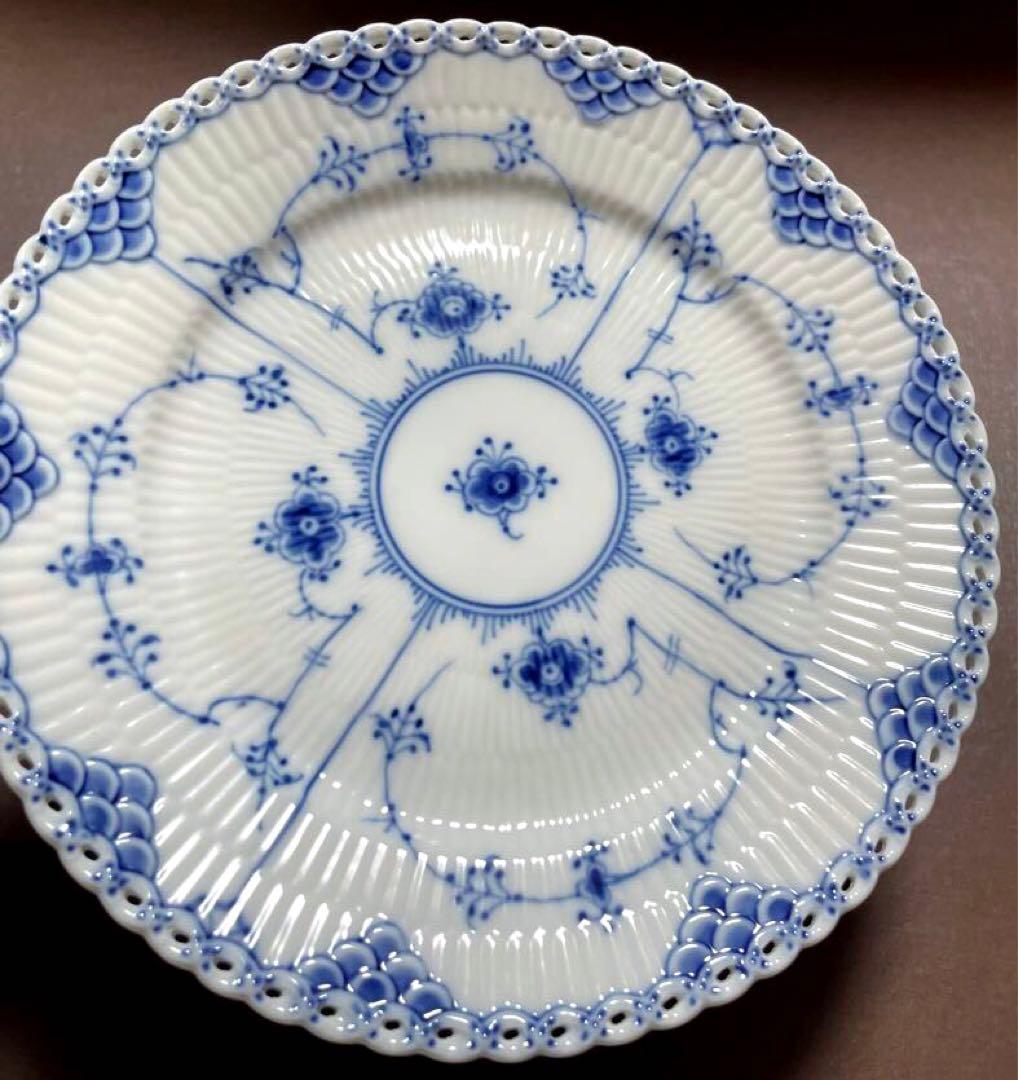 ロイヤルコペンハーゲンブルーフルーテッドフルレースプレート19cm皿未使用