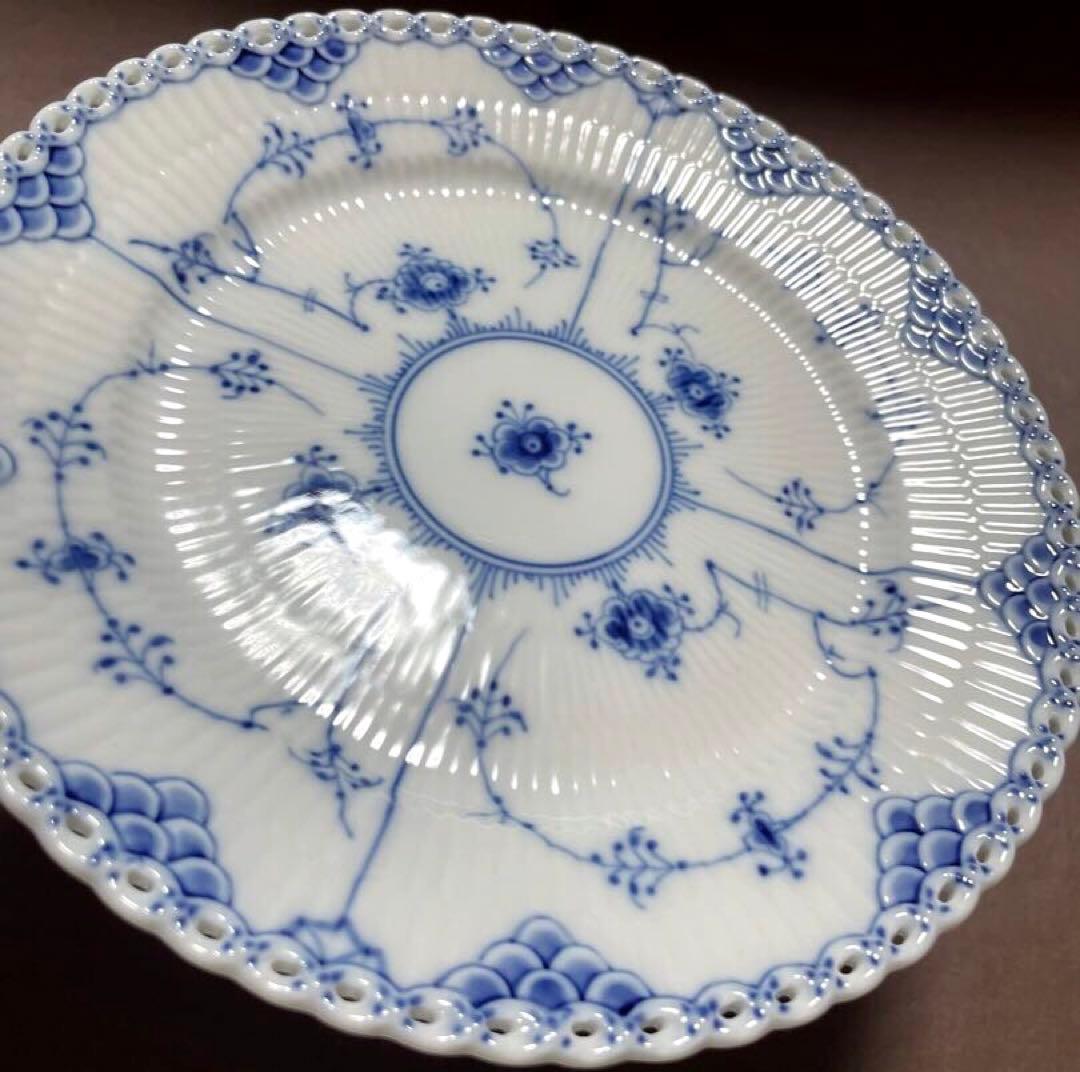 ロイヤルコペンハーゲンブルーフルーテッドフルレースプレート19cm皿未使用
