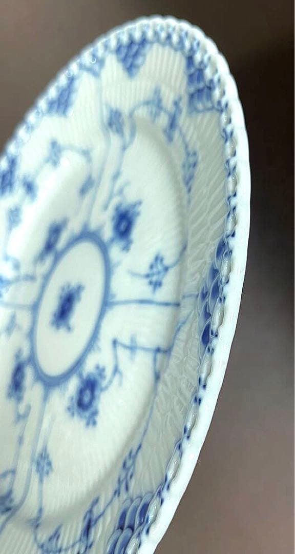 ロイヤルコペンハーゲンブルーフルーテッドフルレースプレート19cm皿未使用