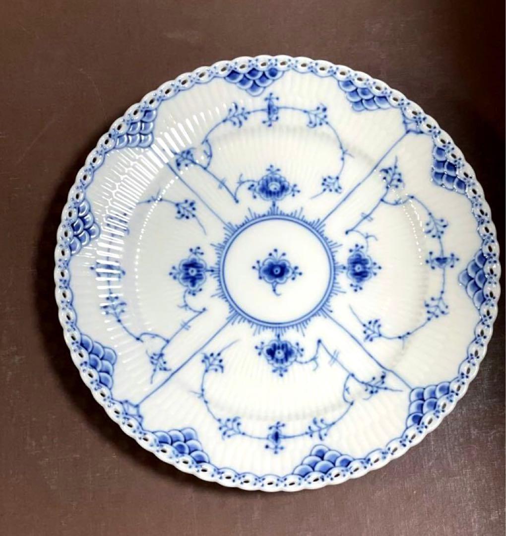 ロイヤルコペンハーゲンブルーフルーテッドフルレースプレート19cm皿未使用