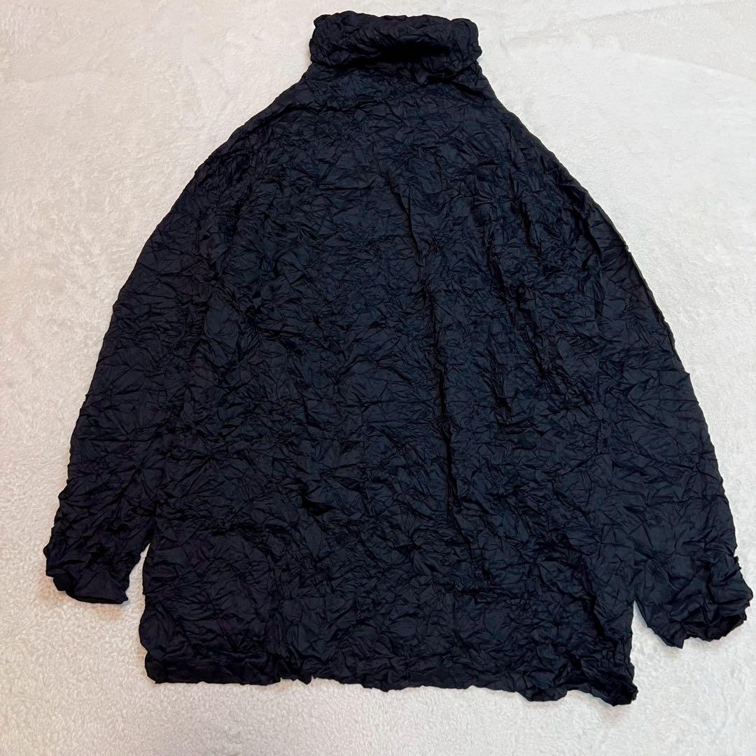 ま*こ様 ISSEY MIYAKE シワ加工 カットソー 黒 シャツ タートルネ
