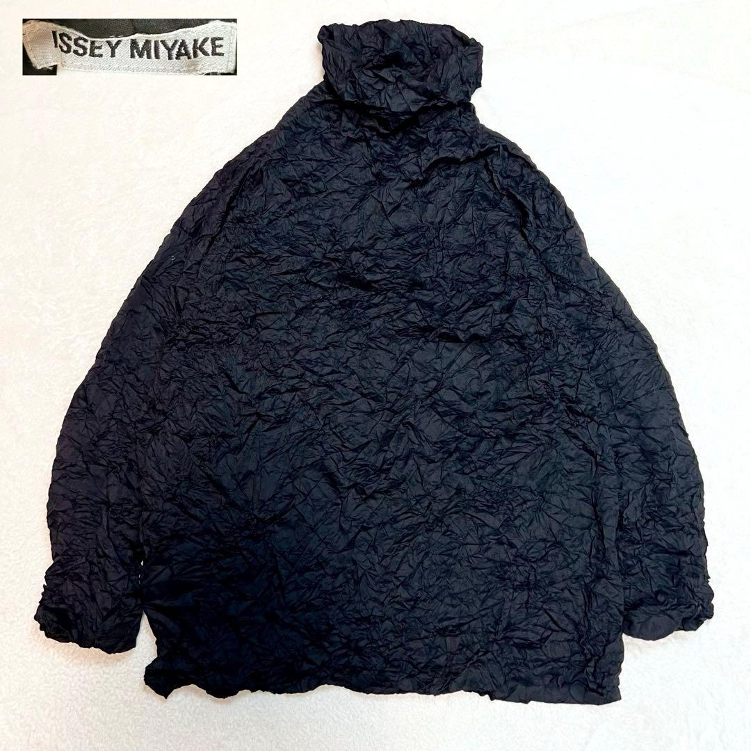 ま*こ様 ISSEY MIYAKE シワ加工 カットソー 黒 シャツ タートルネ