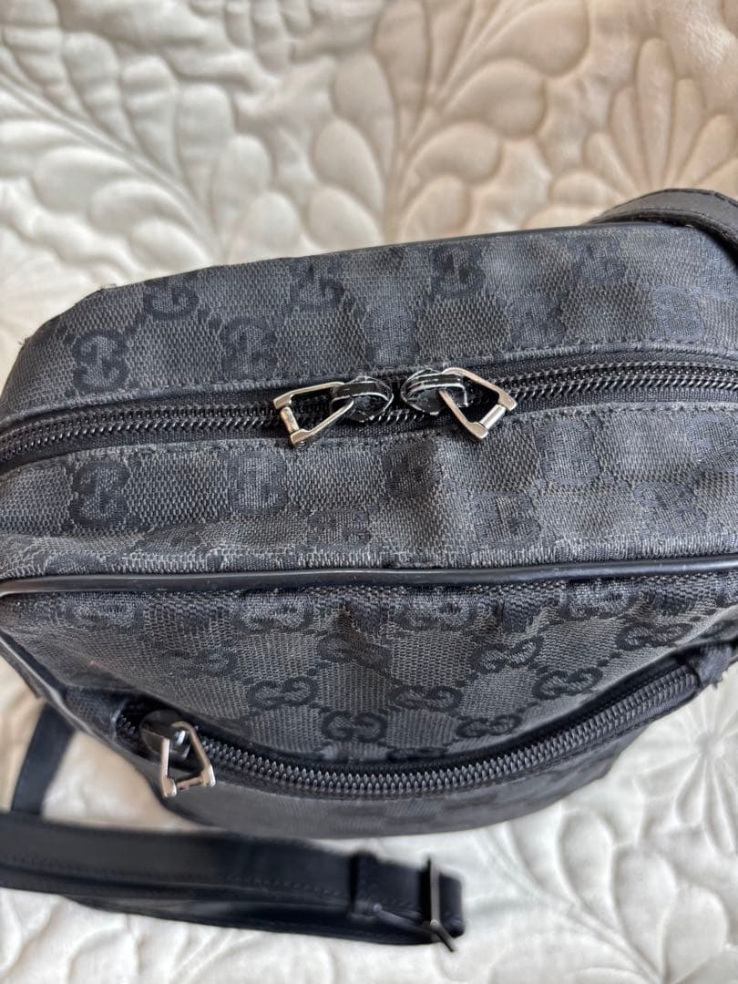 【訳あり】GUCCI GG柄 ブラック ナイロン ショルダーバッグ