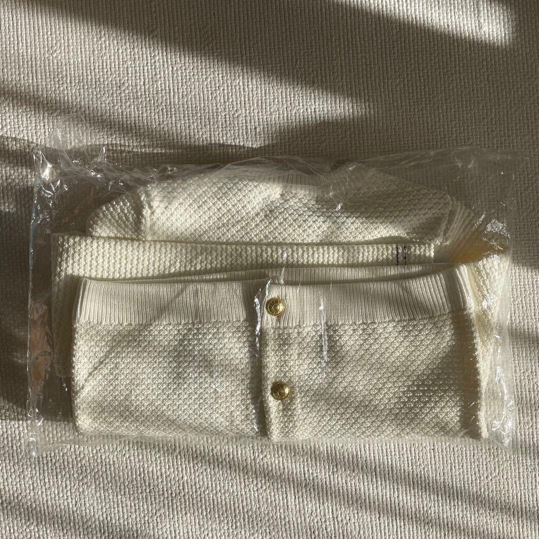 【定価19,800円】anuans ノーカラーニットジャケット ホワイト S