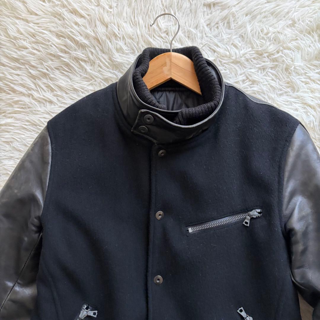 バックラッシュ スタジャン 牛革 カシミヤ混 ウール 切り替え レザー Lサイズ