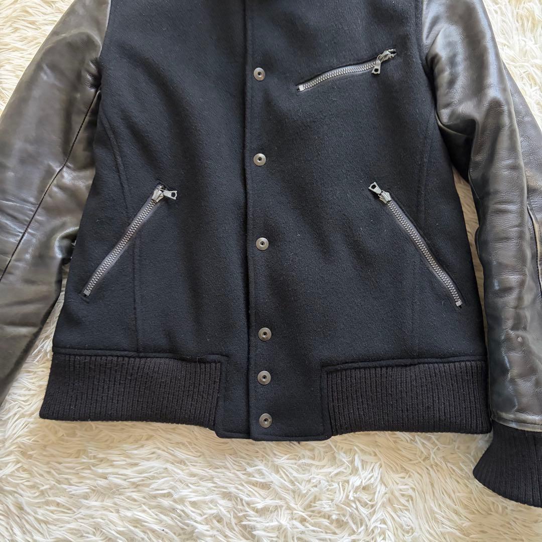 バックラッシュ スタジャン 牛革 カシミヤ混 ウール 切り替え レザー Lサイズ