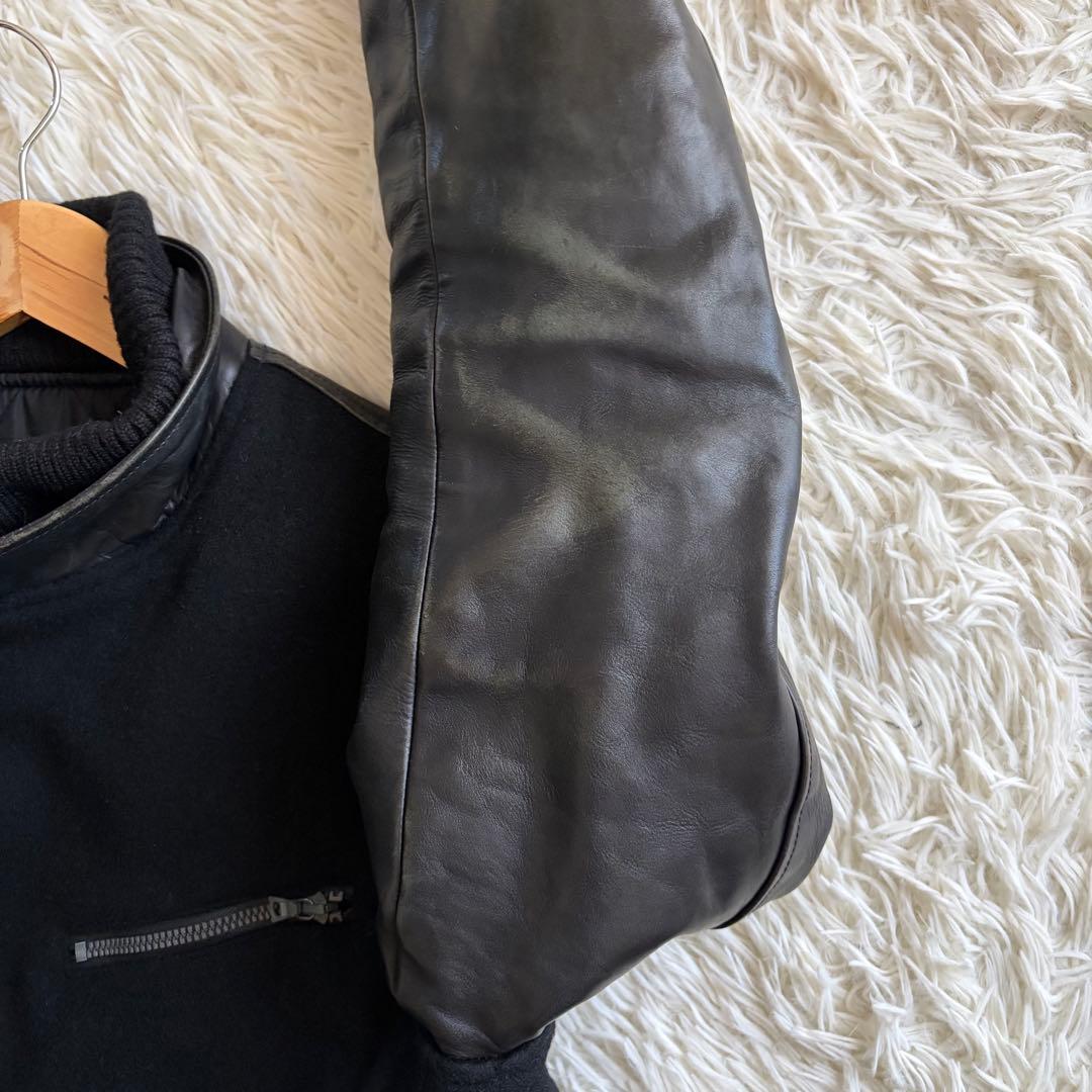 バックラッシュ スタジャン 牛革 カシミヤ混 ウール 切り替え レザー Lサイズ