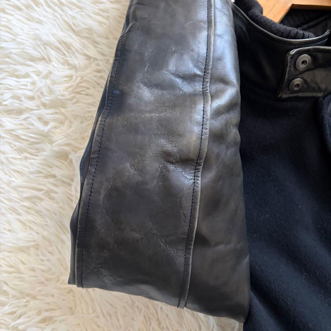 バックラッシュ スタジャン 牛革 カシミヤ混 ウール 切り替え レザー Lサイズ