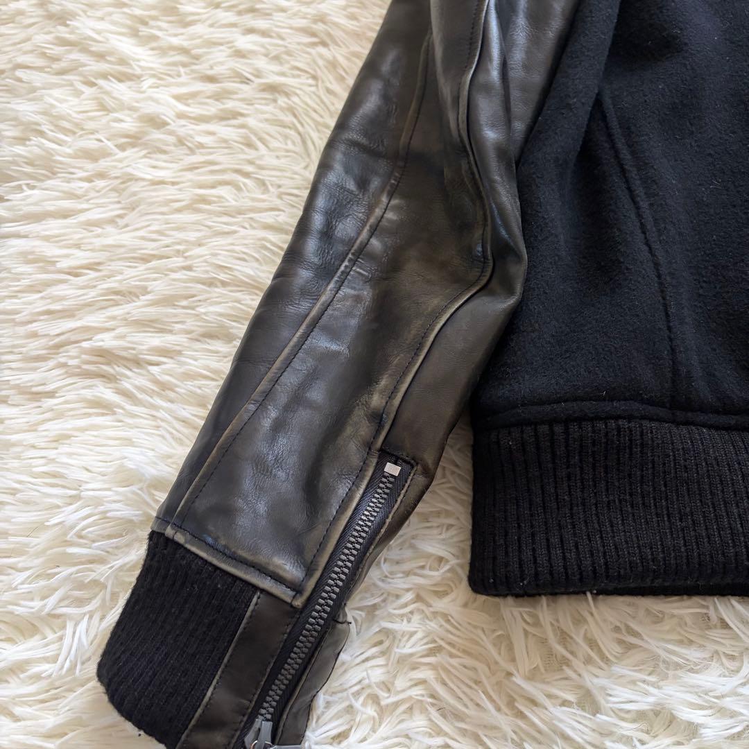 バックラッシュ スタジャン 牛革 カシミヤ混 ウール 切り替え レザー Lサイズ