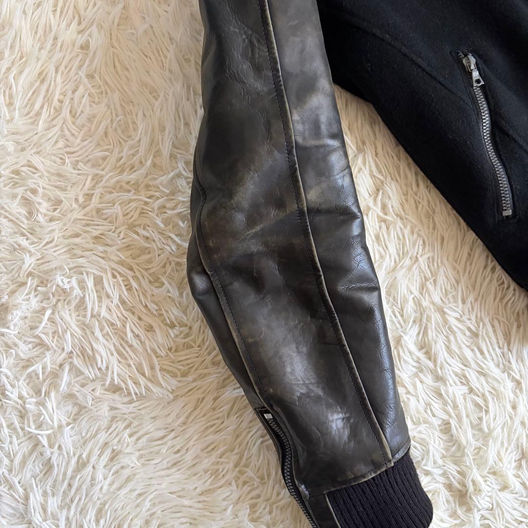 バックラッシュ スタジャン 牛革 カシミヤ混 ウール 切り替え レザー Lサイズ