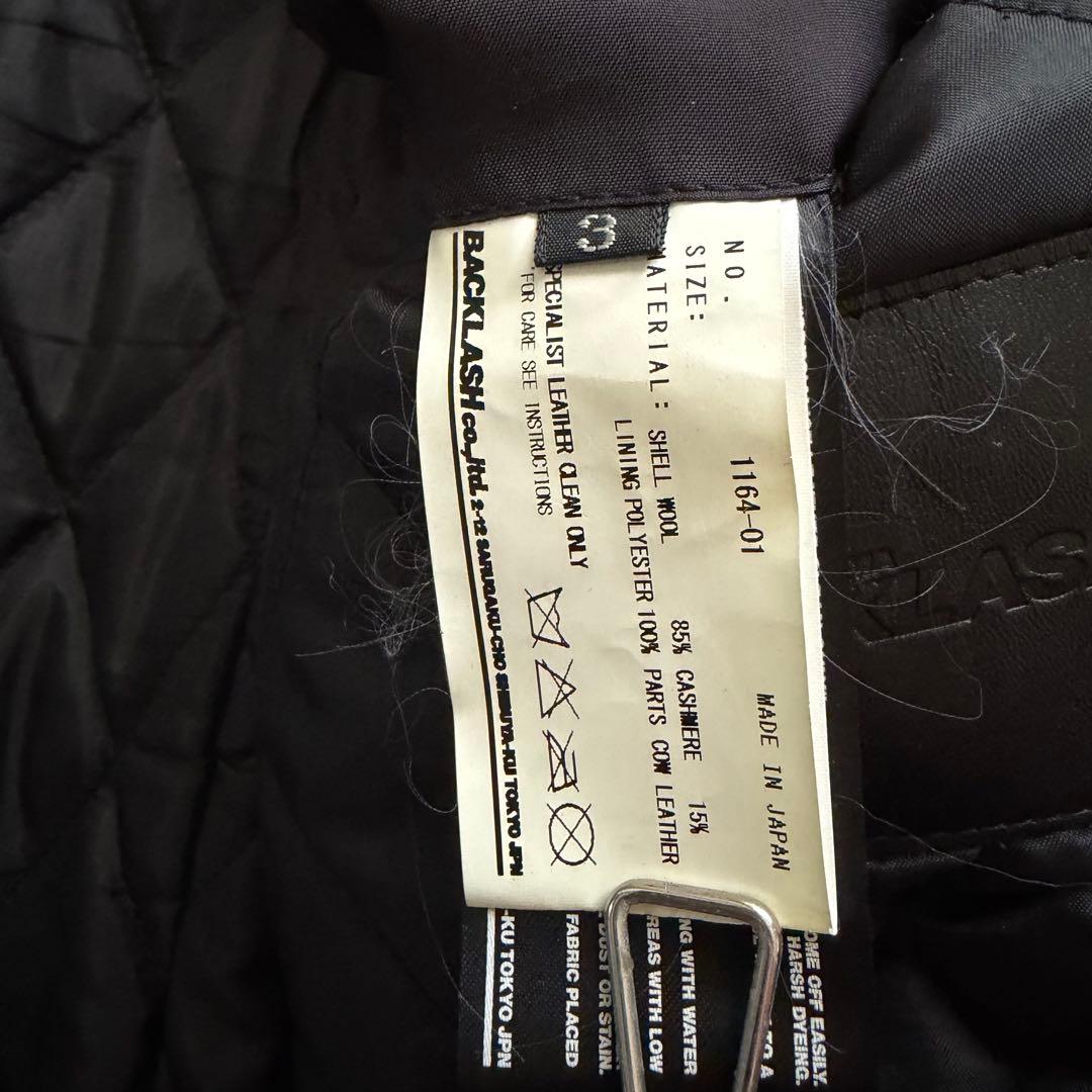 バックラッシュ スタジャン 牛革 カシミヤ混 ウール 切り替え レザー Lサイズ