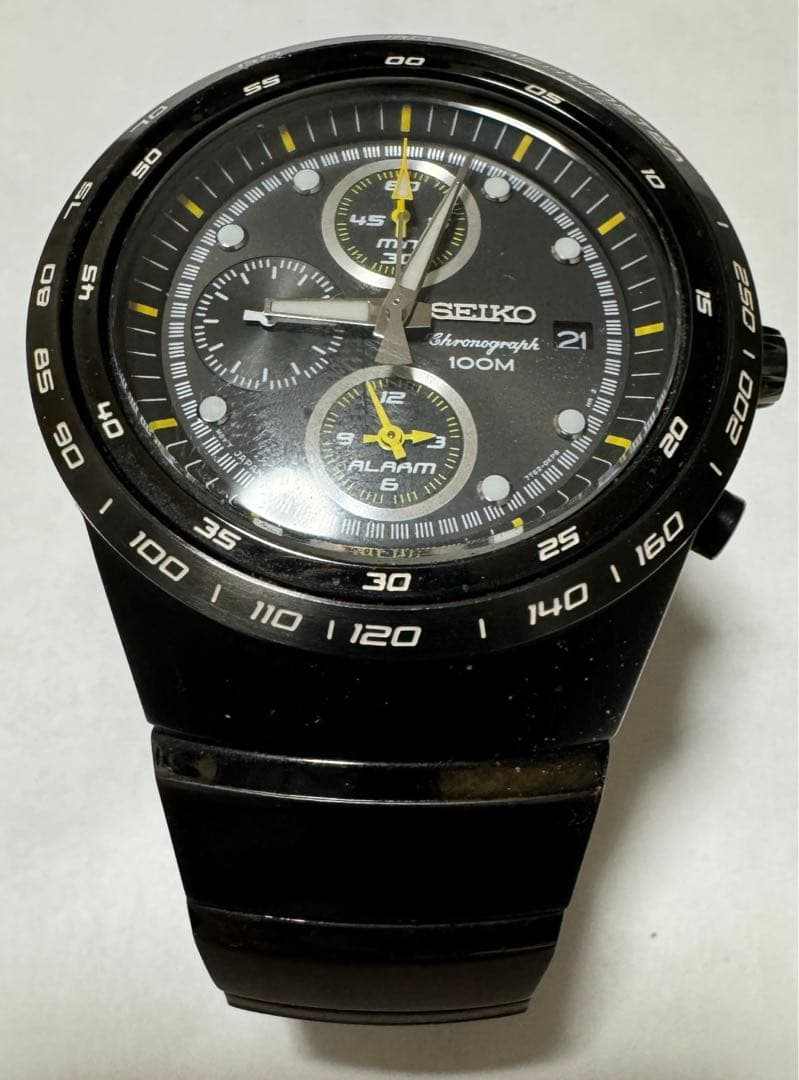 SEIKO クロノグラフ 7T62-0HC0 オールブラック メンズ　腕時計