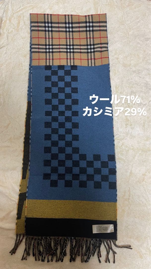 Burberry ウール71% カシミア29% マフラー チェック柄