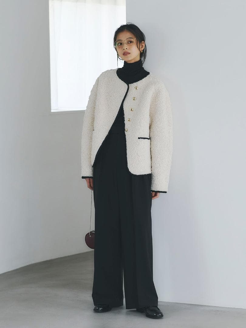 1 即日発送 新品 anuans ECOPELパイピングボアジャケット IVO