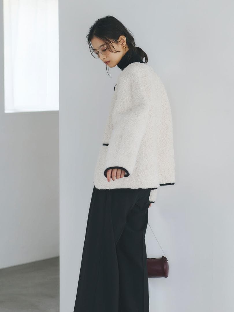 1 即日発送 新品 anuans ECOPELパイピングボアジャケット IVO