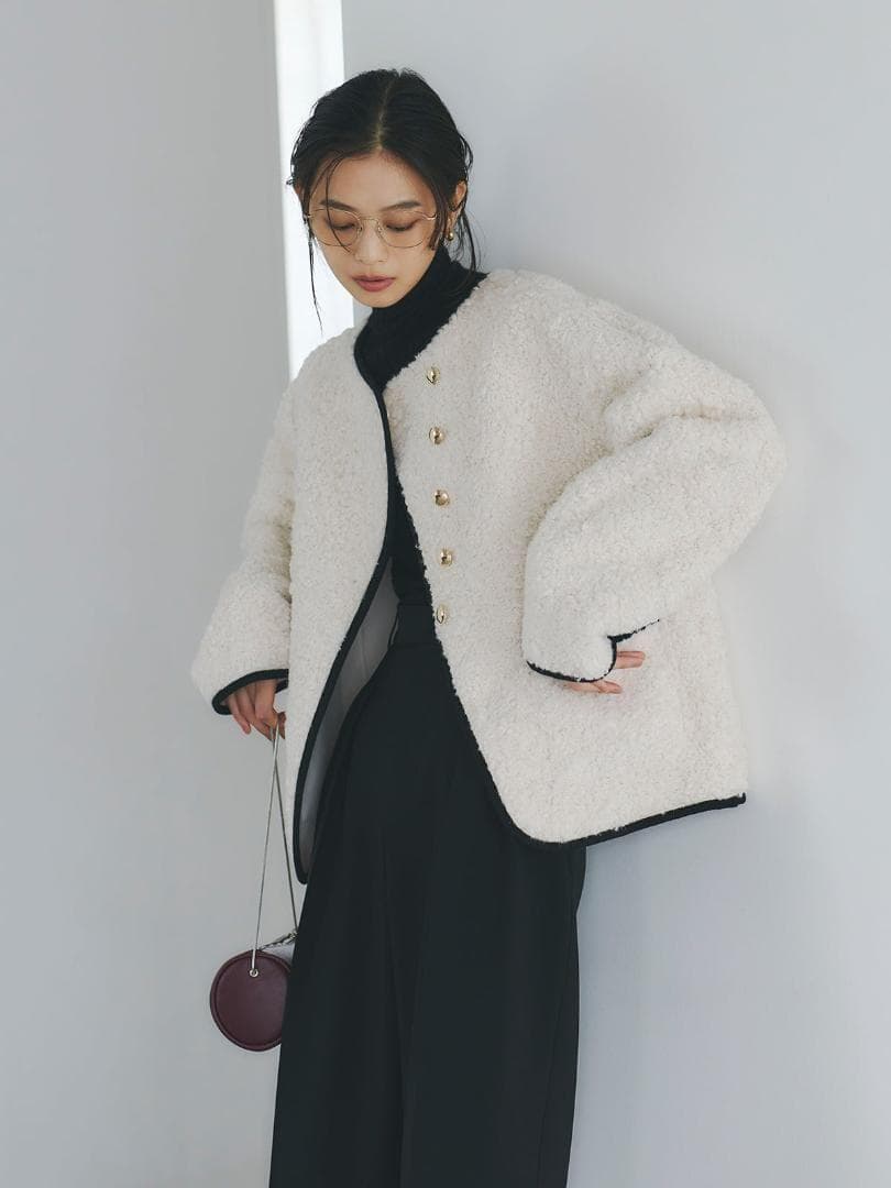 1 即日発送 新品 anuans ECOPELパイピングボアジャケット IVO