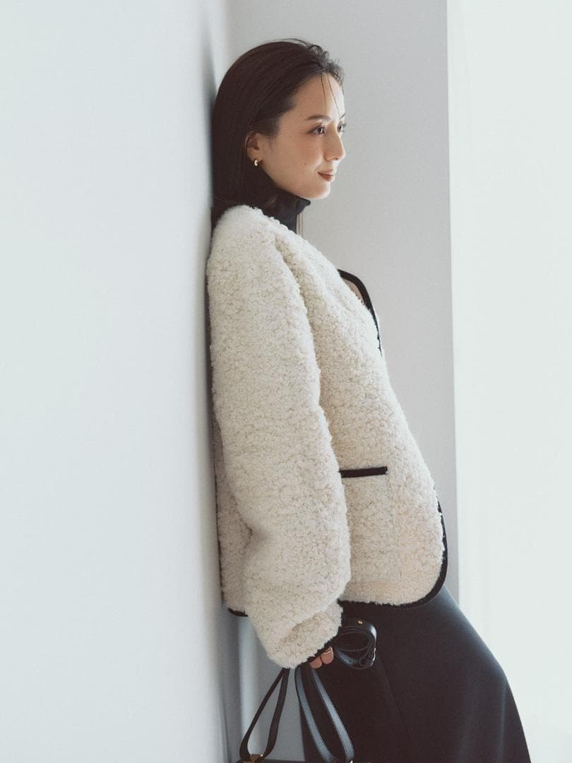 1 即日発送 新品 anuans ECOPELパイピングボアジャケット IVO