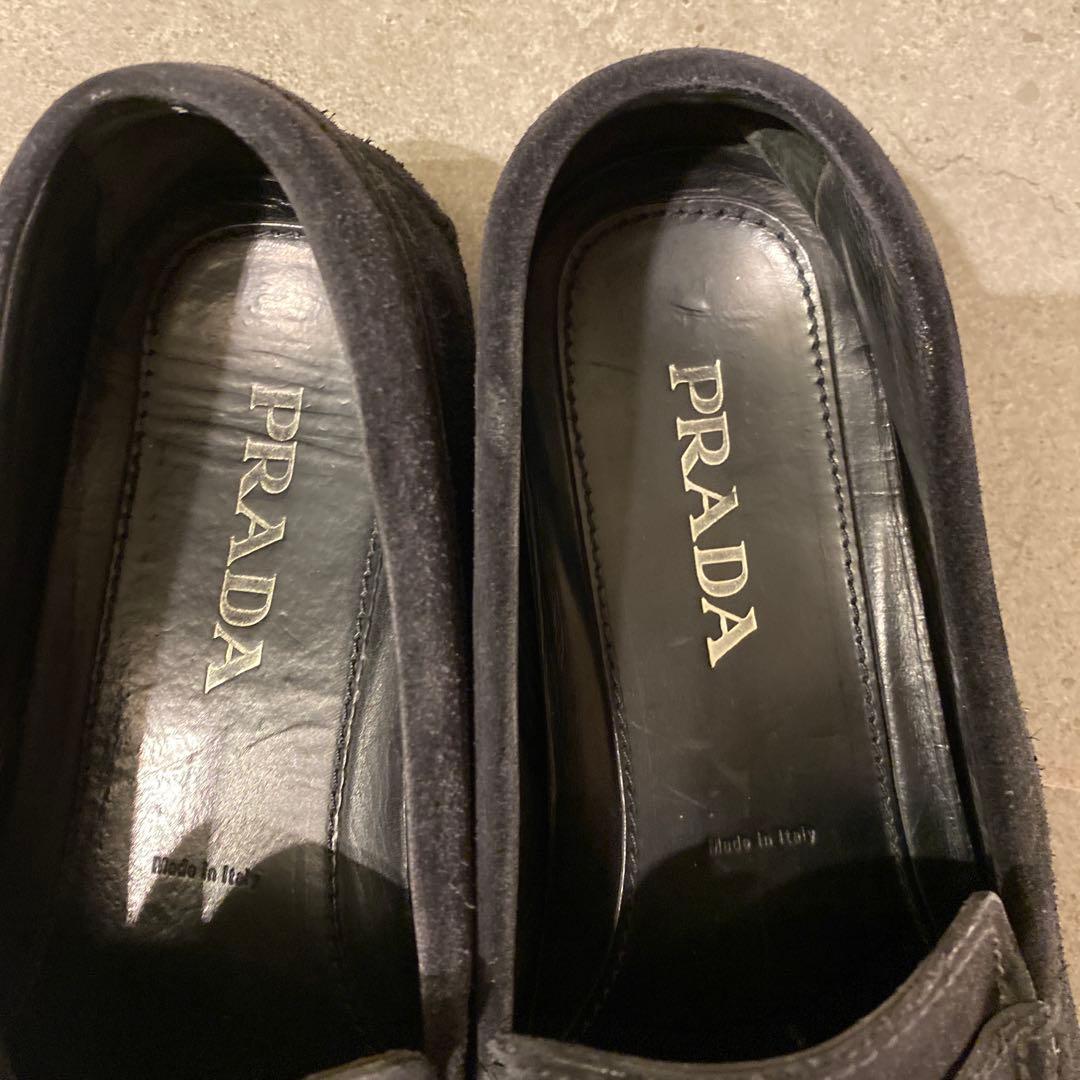 PRADA ブラック スエード モカシン