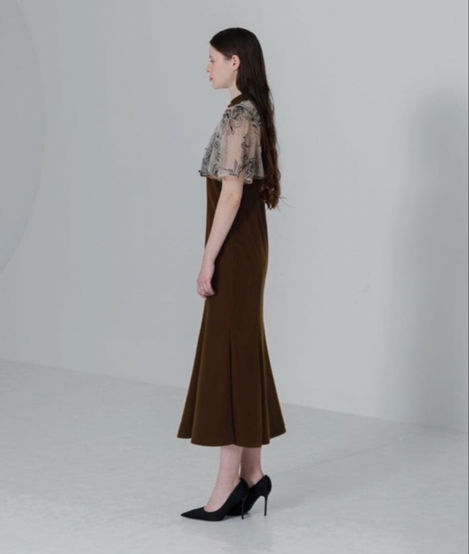 【Ka2U】Leja 花柄刺繍ボレロ付きベロアマーメイドキャミワンピ