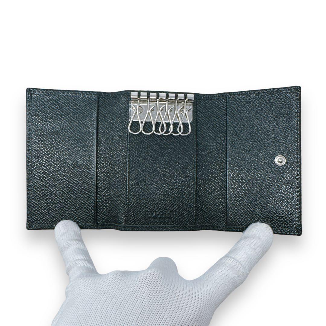 ブルガリ マン キーケース 282234 レザー ブラック 6連フック ブランド