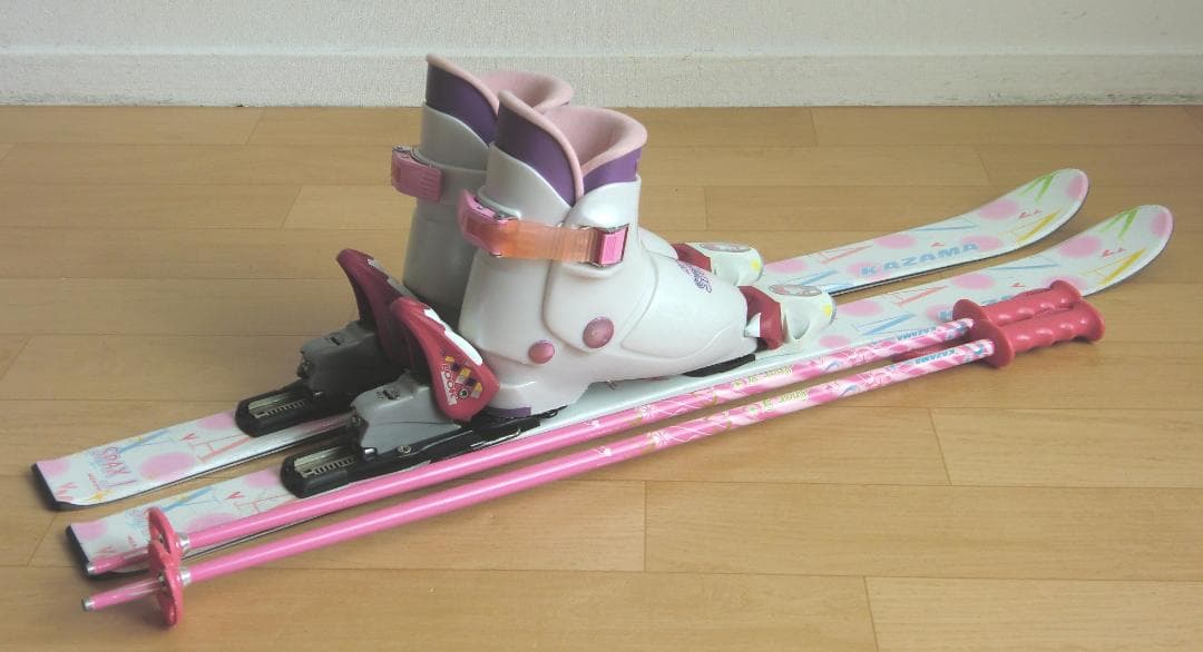 ■■送料無料■KAZAMA■子供用スキーフルセット■板100靴19■WAX済■■