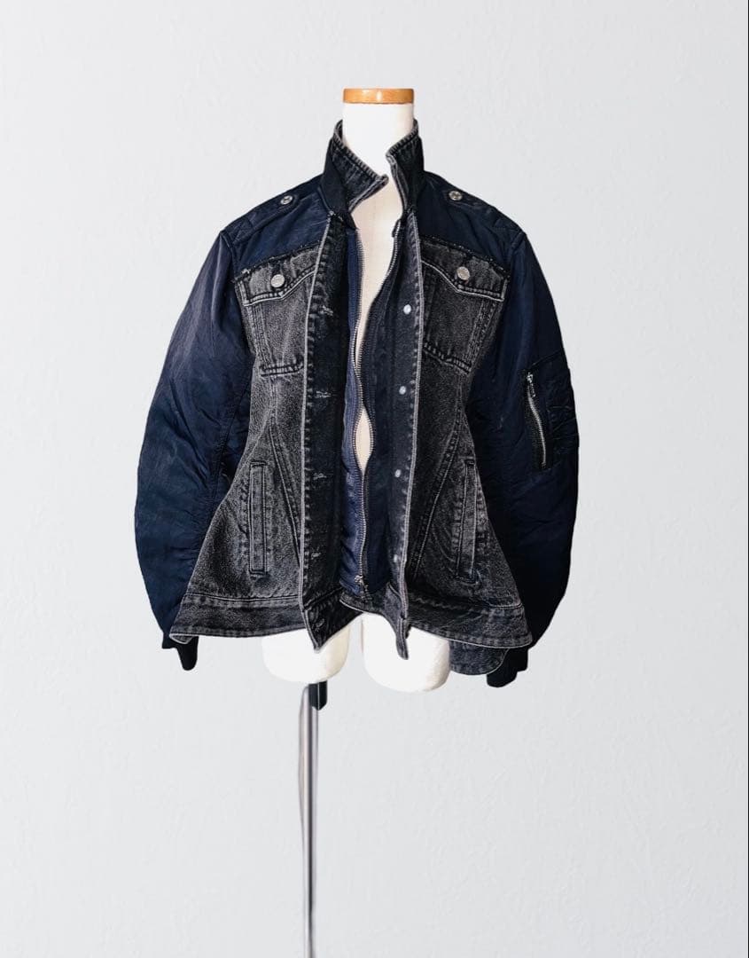 定価14万 3.1 フィリップリム 黒 デニム MA-1 デニム ジャケット M