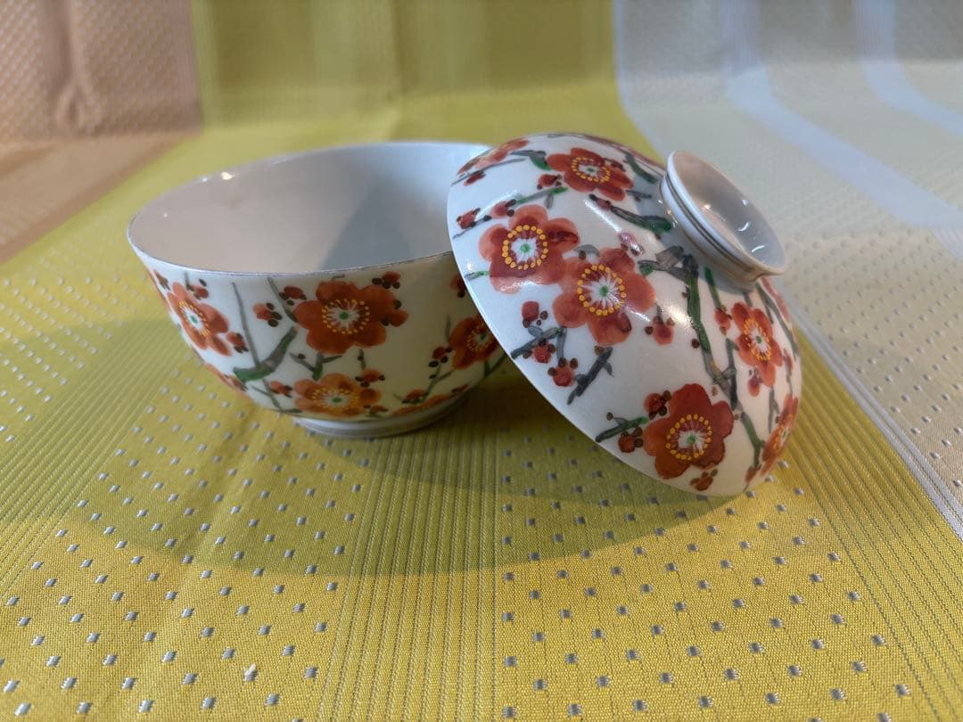 京焼清水焼 梅林の図蓋付き煮物鉢（2個組）