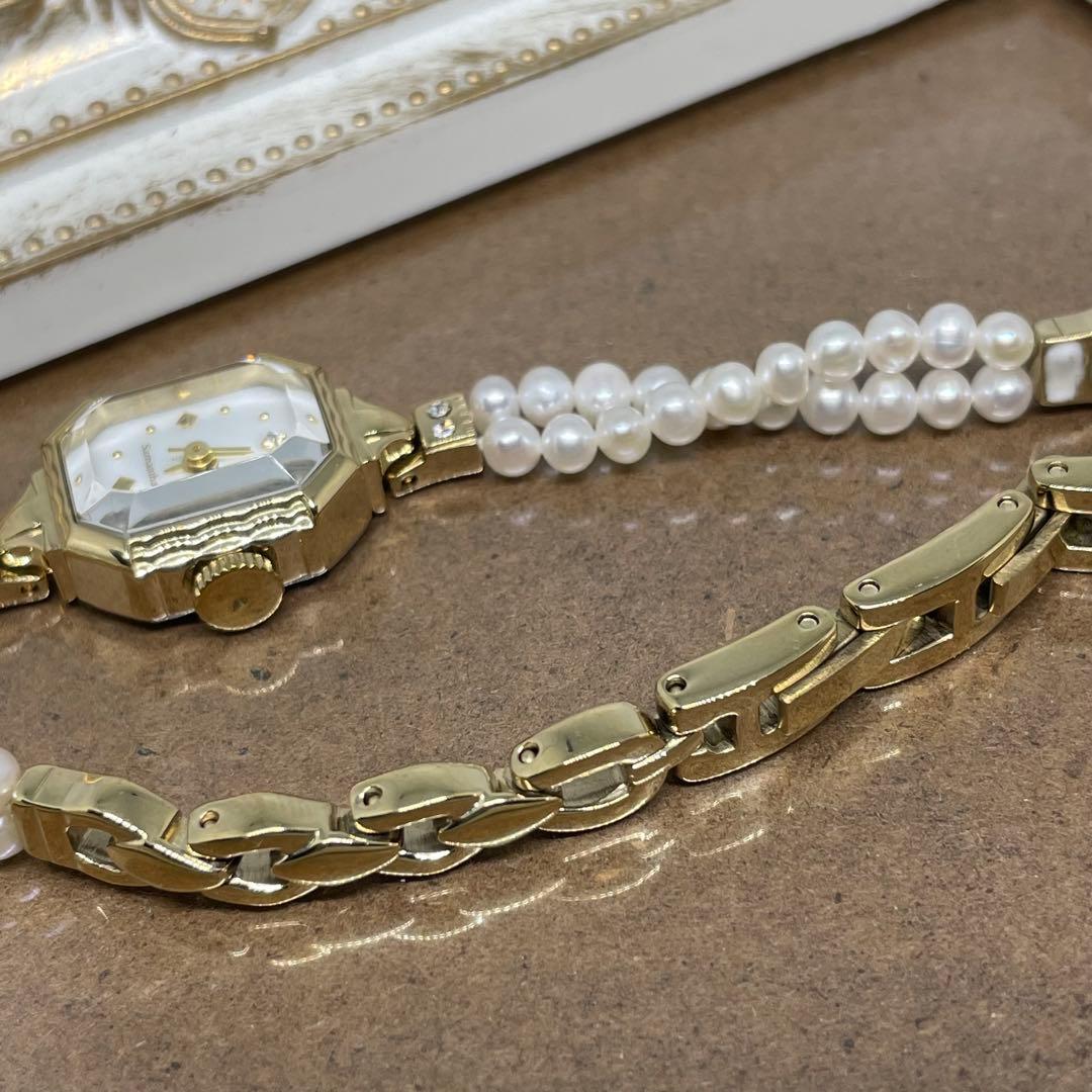 【美品】Samantha Tiara パールベルト　シェル文字盤　ベルト調整可能