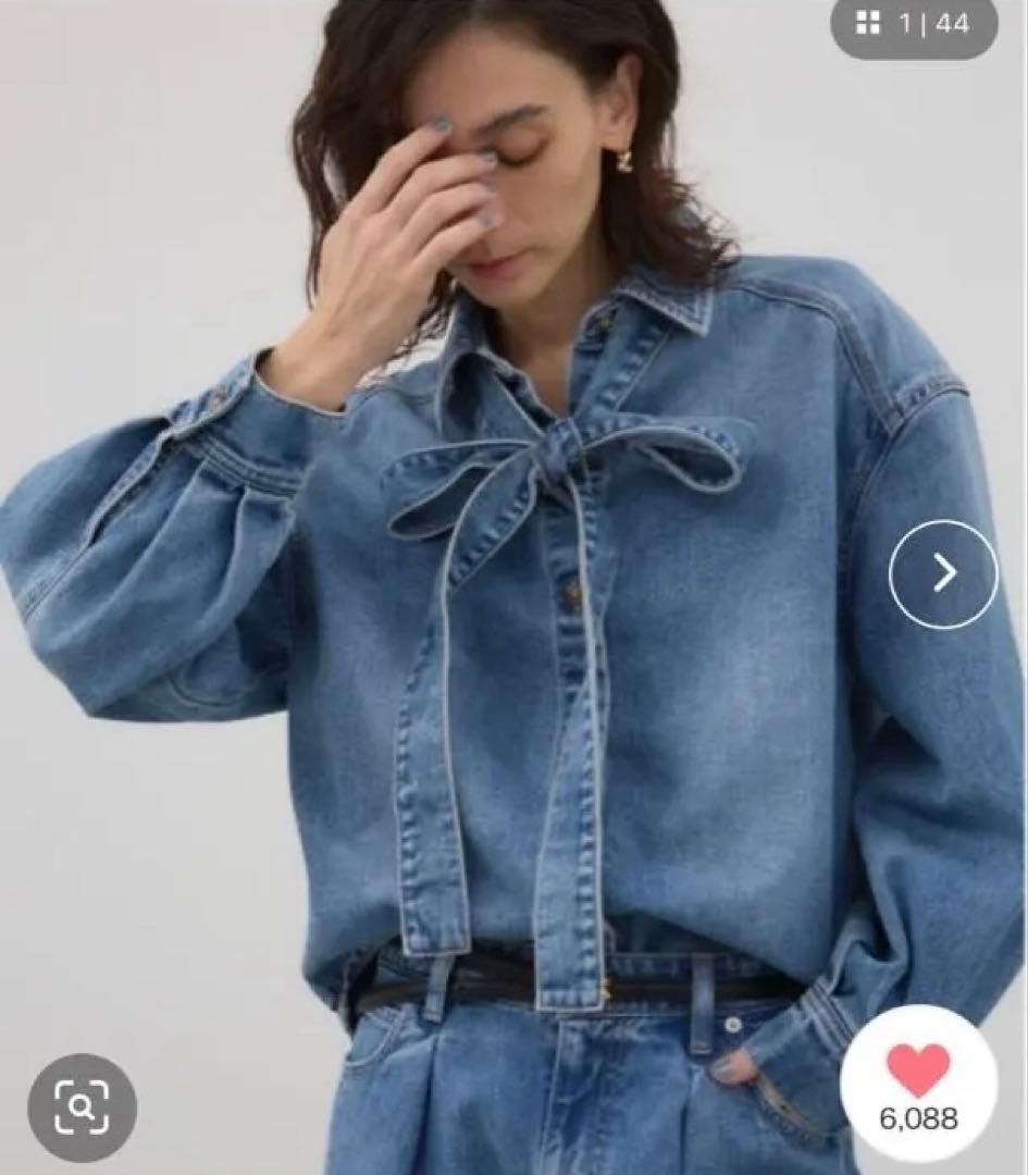 ボウタイデニムリボンシャツ