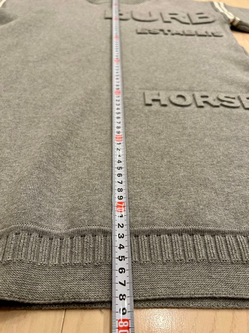 BURBERRY グレーロゴ入りニットワンピ14Y164cm