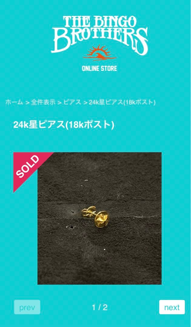ビンゴブラザーズ24k星ピアス