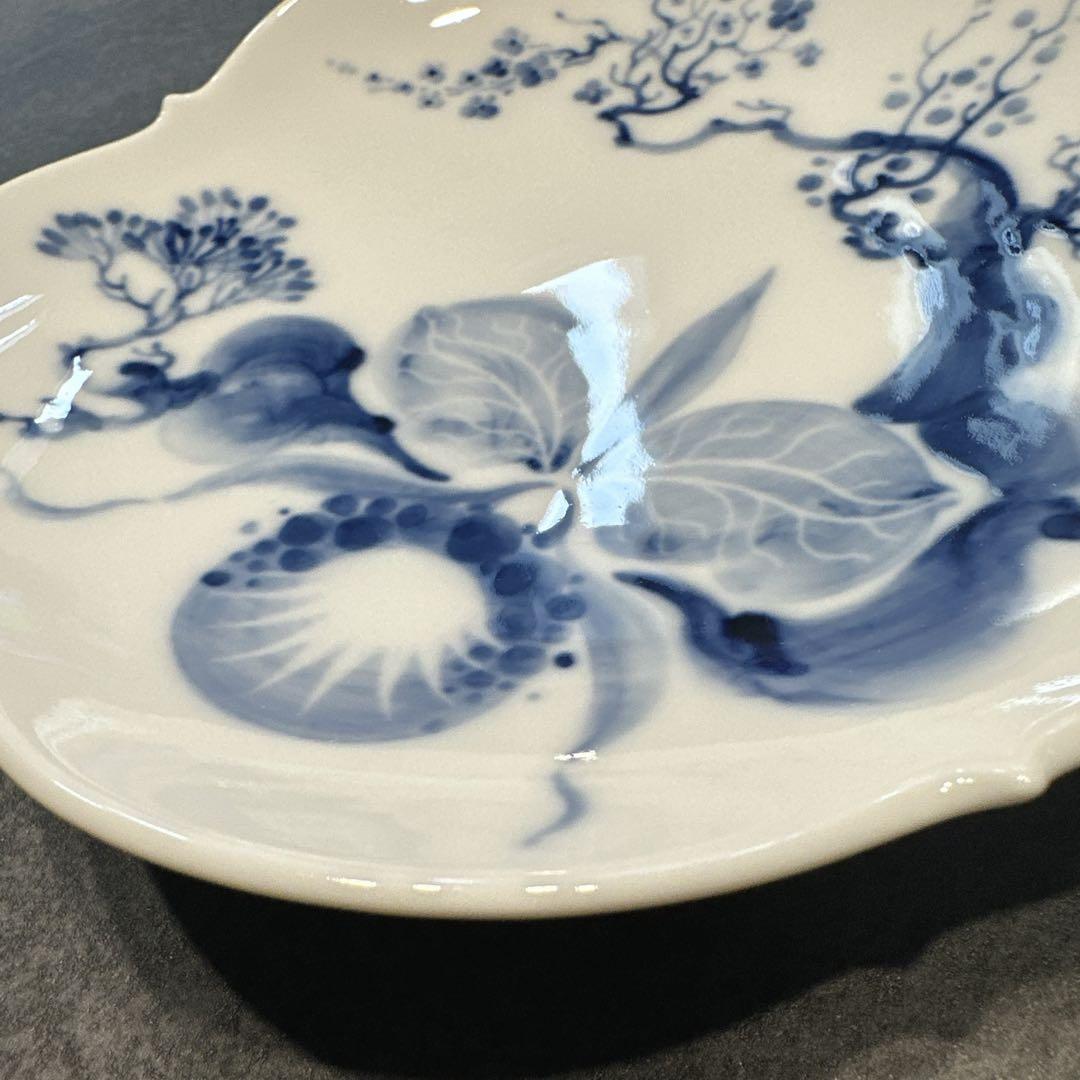 マイセン　ブルーオーキッド　ソーサー　青と白の花柄 プレート