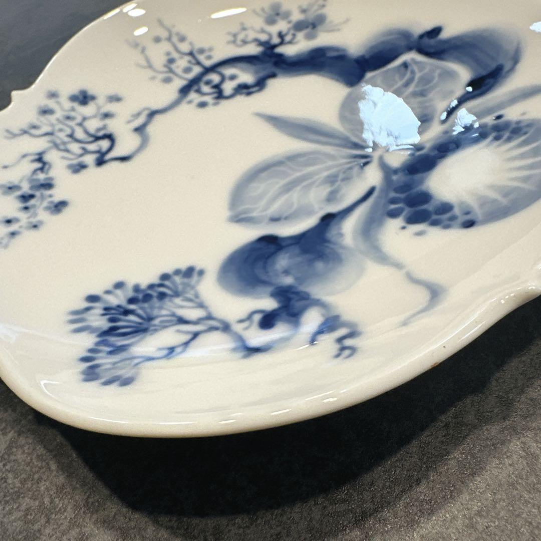マイセン　ブルーオーキッド　ソーサー　青と白の花柄 プレート