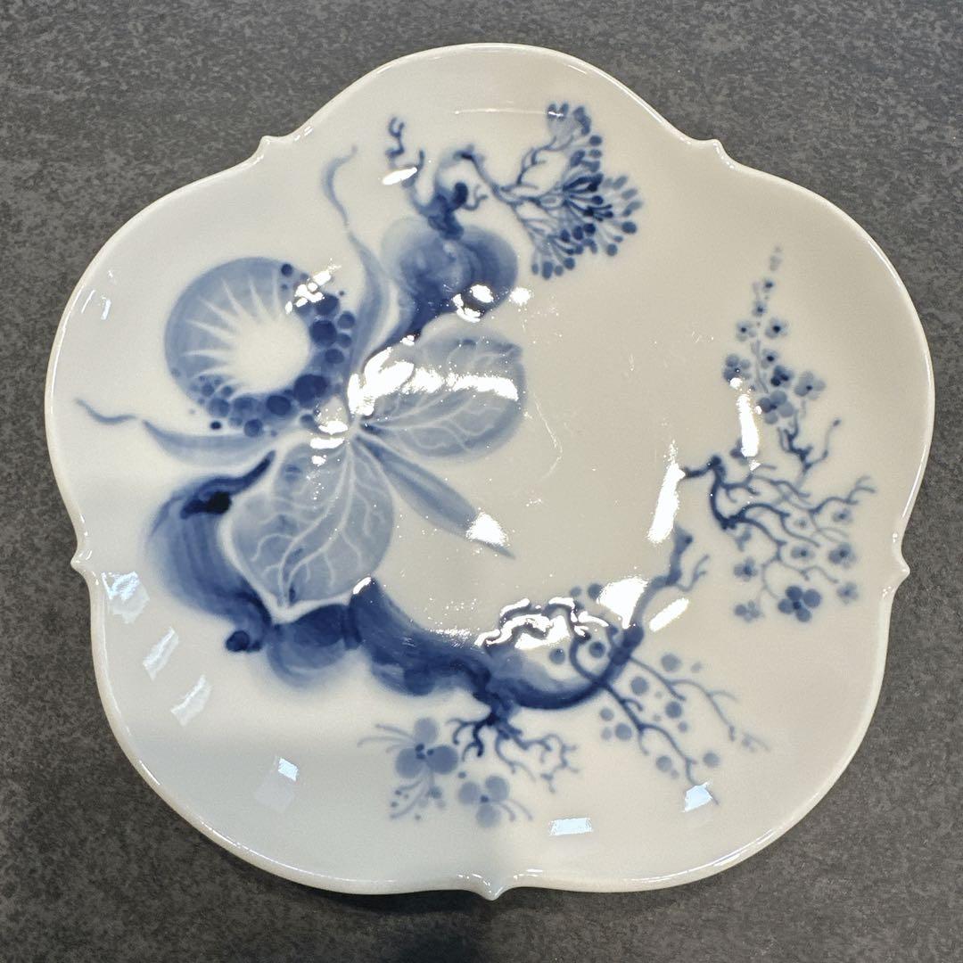 マイセン　ブルーオーキッド　ソーサー　青と白の花柄 プレート
