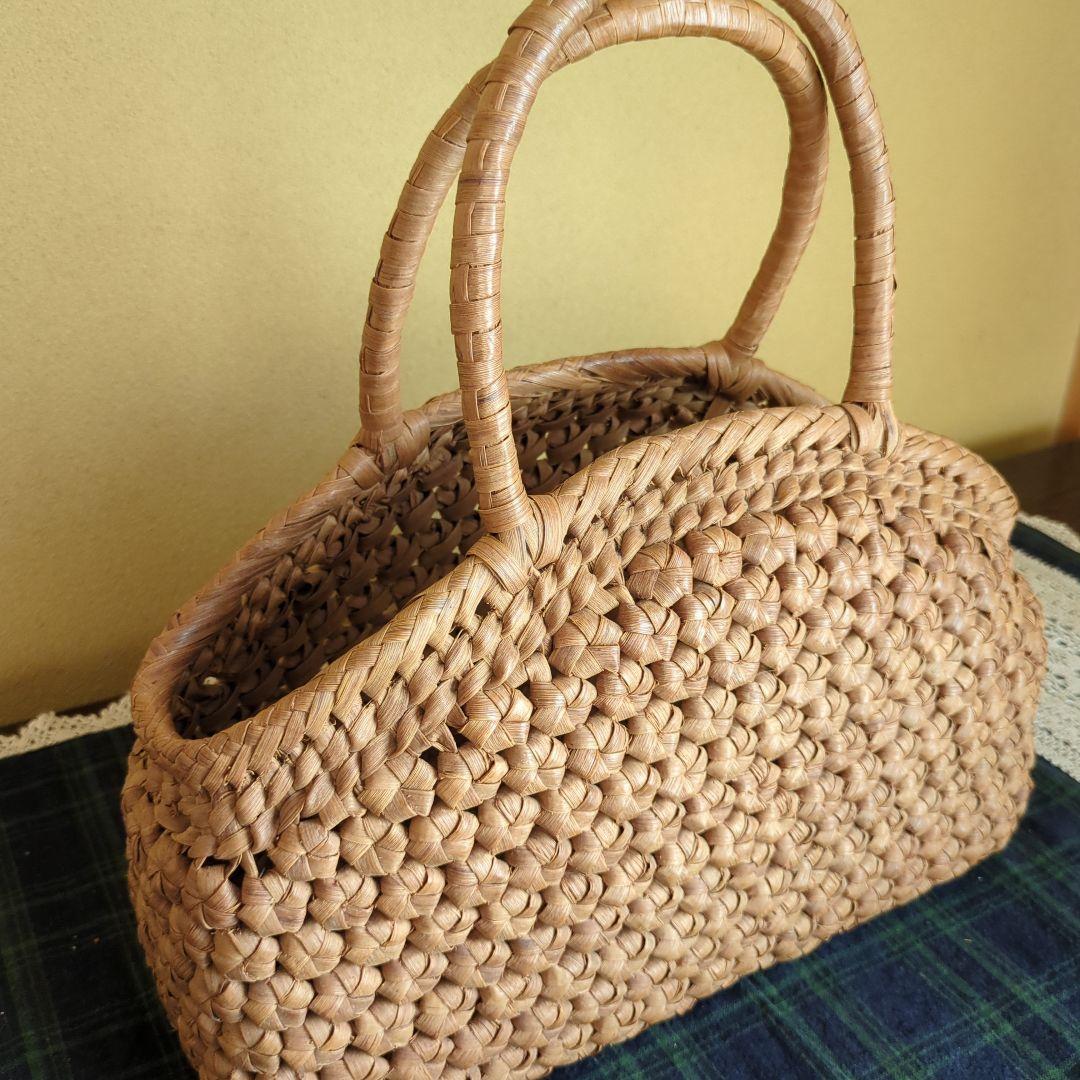 六角花結び編み山葡萄 籠かごバッグがま口ミナペルホネン