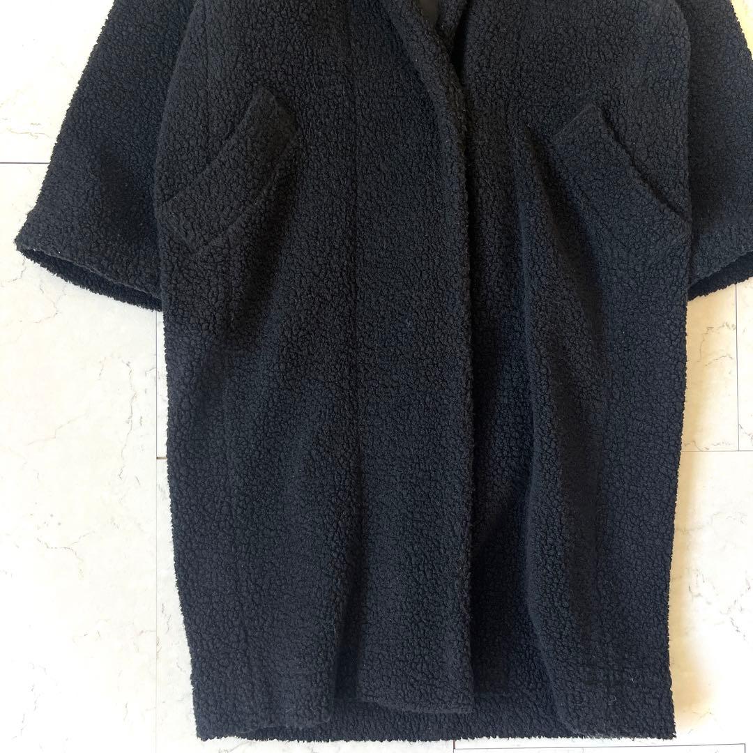 ヴェルメイユパーイエナ 日本製 ウールボア ロングコート 黒 IENA