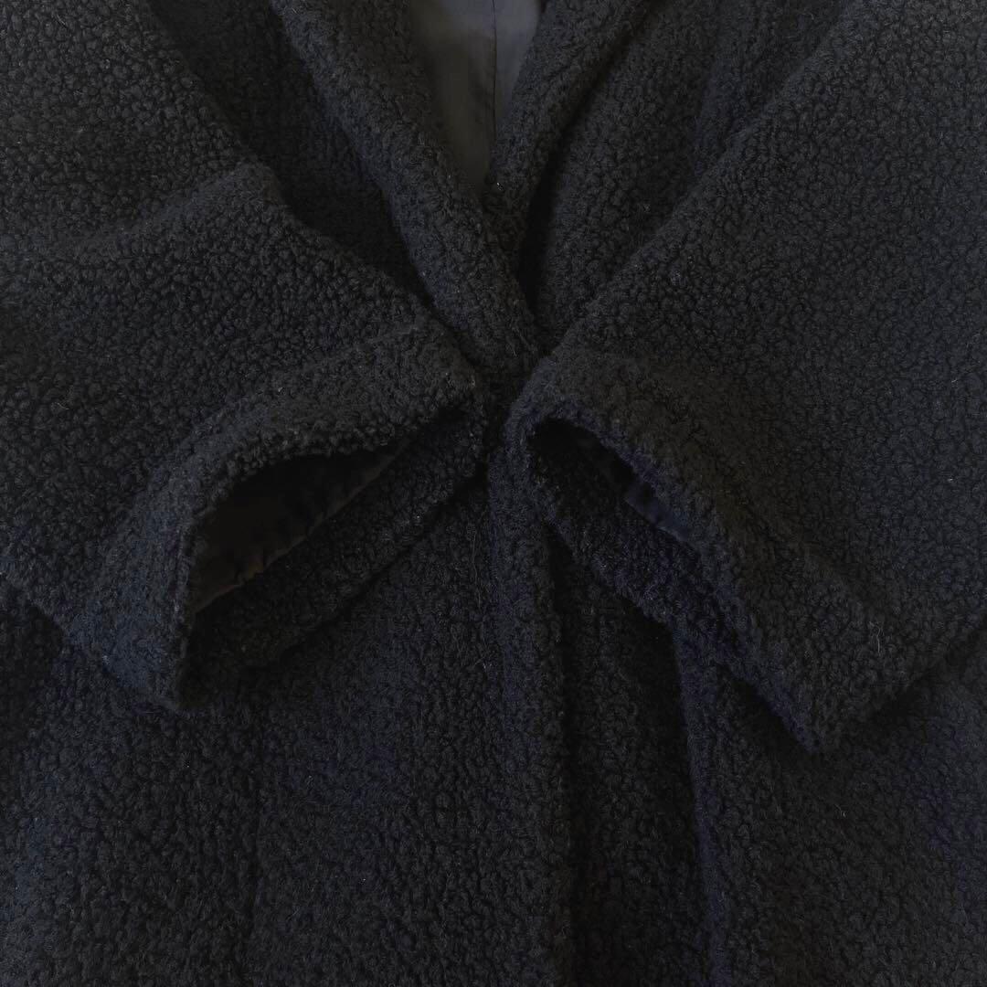 ヴェルメイユパーイエナ 日本製 ウールボア ロングコート 黒 IENA