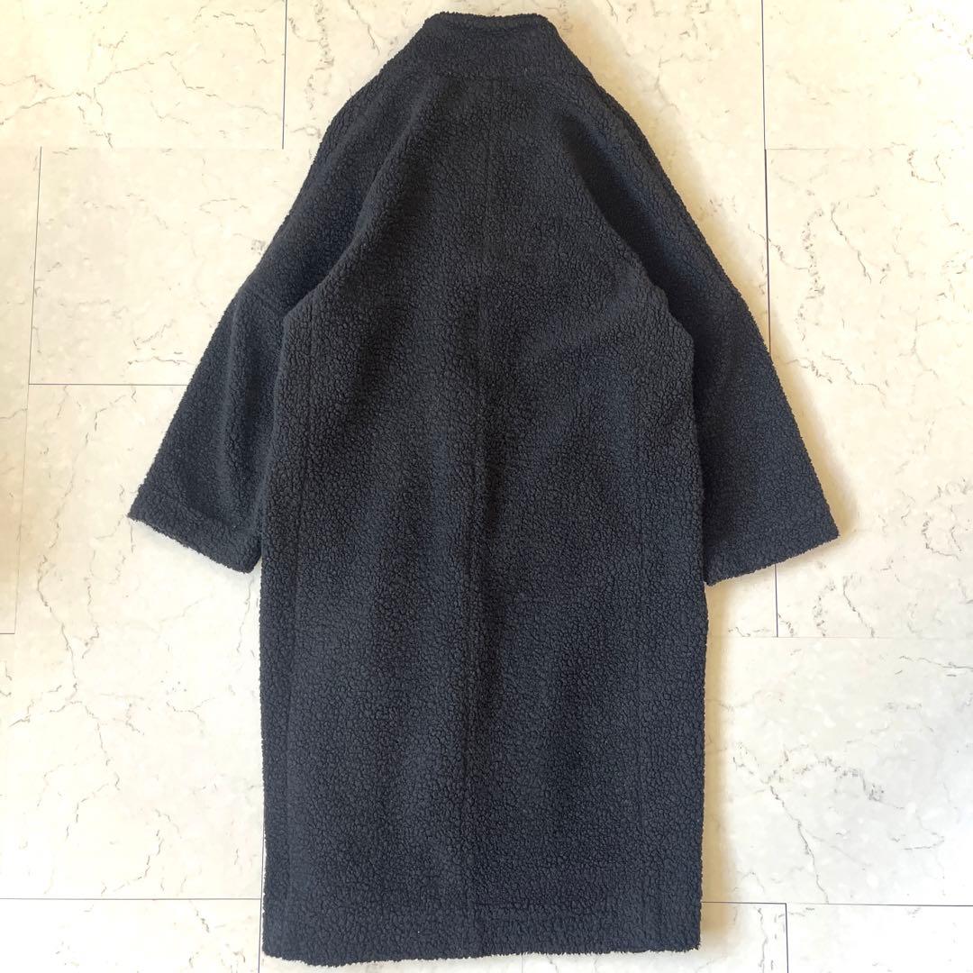 ヴェルメイユパーイエナ 日本製 ウールボア ロングコート 黒 IENA