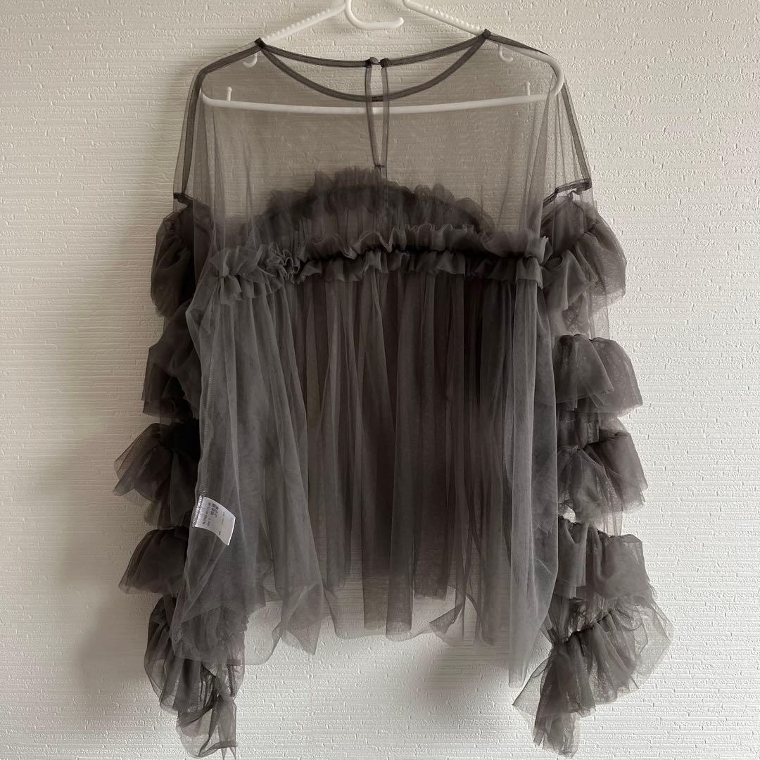 ANDRESD デコラティブチュールトップス　ダブルクロスオールインワン S