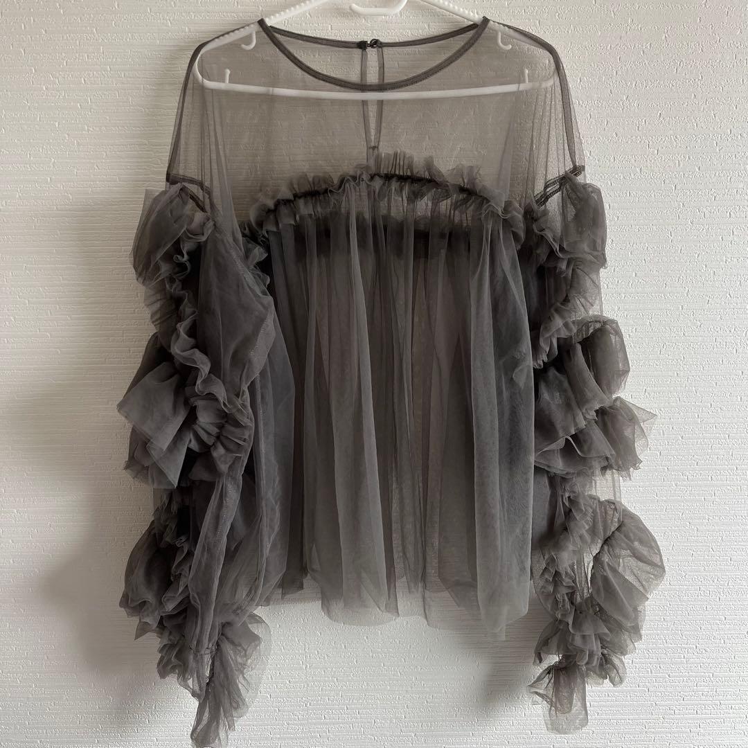 ANDRESD デコラティブチュールトップス　ダブルクロスオールインワン S