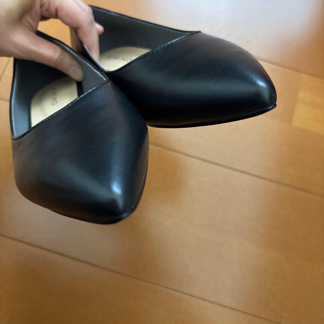 「HIMIKO」WEB限定デザイン ローヒールパンプ　ブラック　24cm