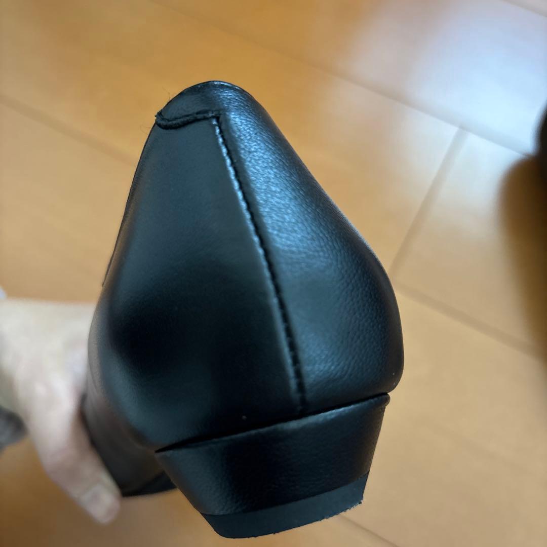 「HIMIKO」WEB限定デザイン ローヒールパンプ　ブラック　24cm