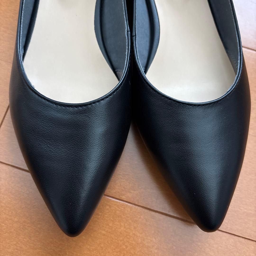 「HIMIKO」WEB限定デザイン ローヒールパンプ　ブラック　24cm