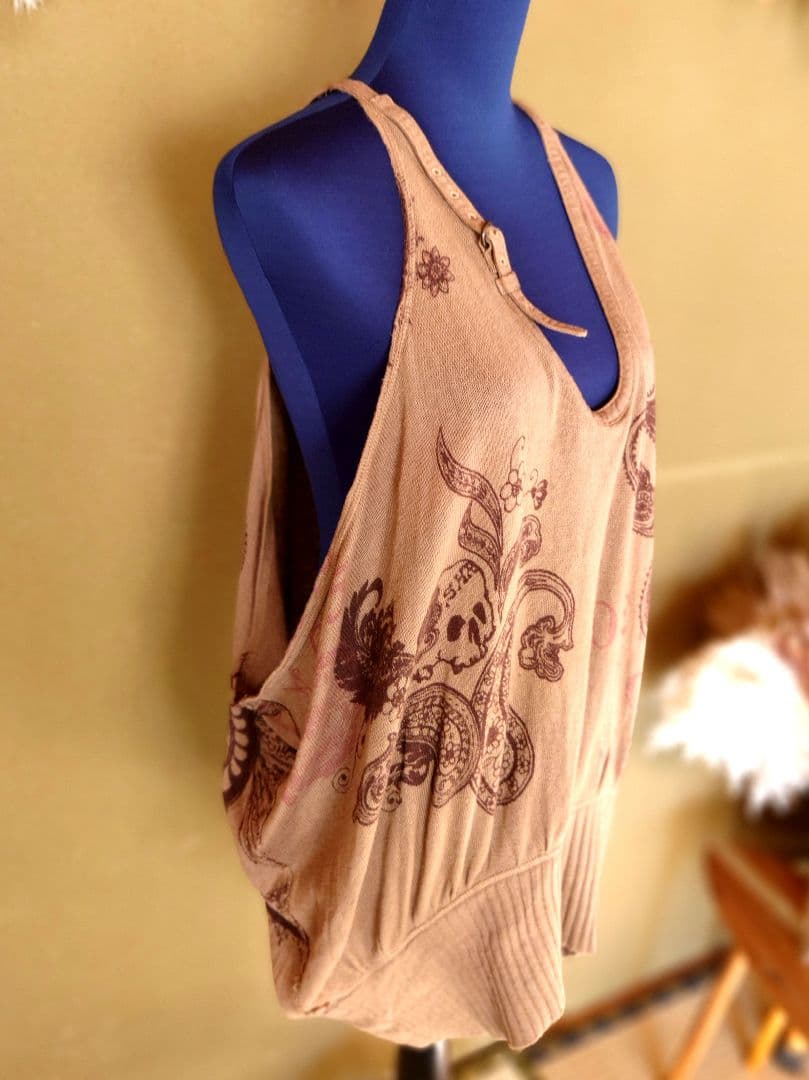 SHARESPIRIT シェアースピリット　プリントチュニック　ベージュ