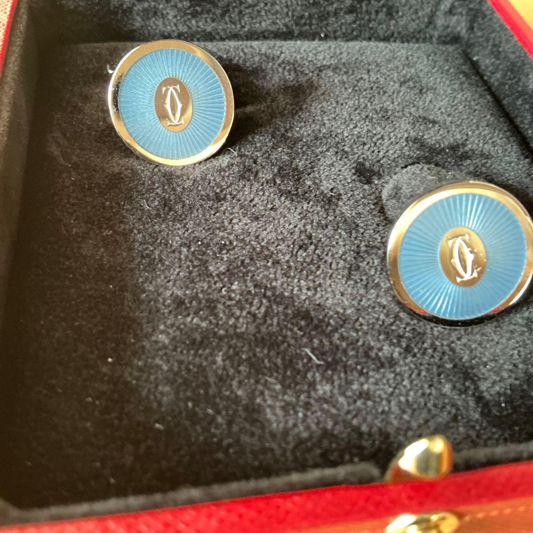 c*様 Cartier 青いカフリンクス ケース、紙袋付き