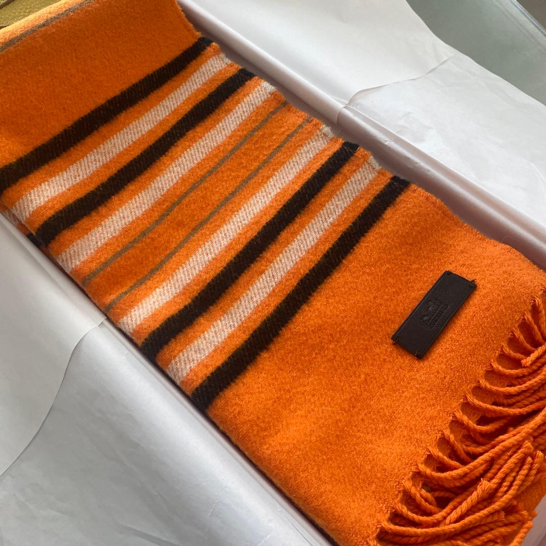 きゅーてぃー　HERMÈS オレンジストライプマフラー