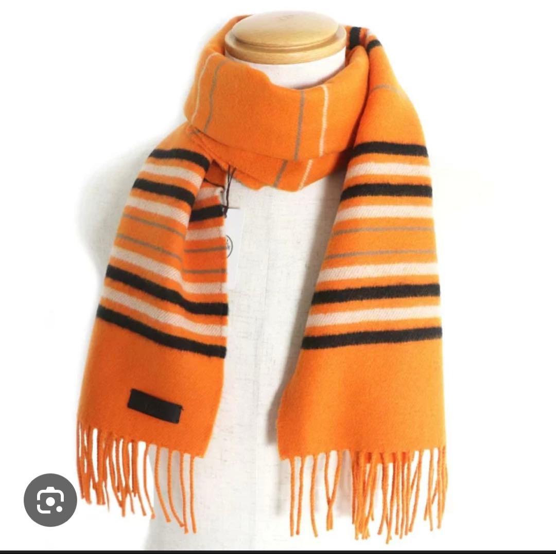 きゅーてぃー　HERMÈS オレンジストライプマフラー